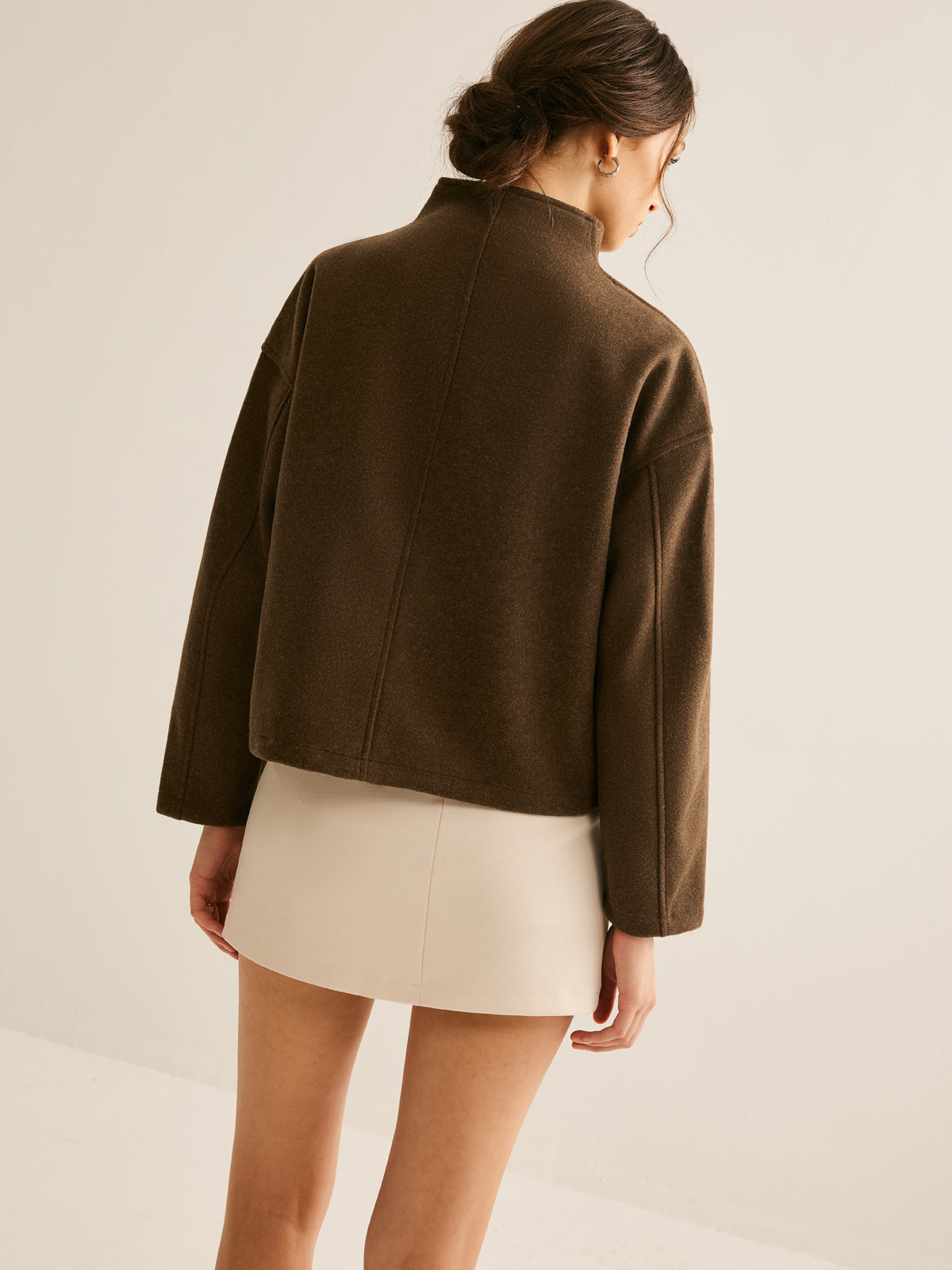 Casaco Casual Tweed com Zíper