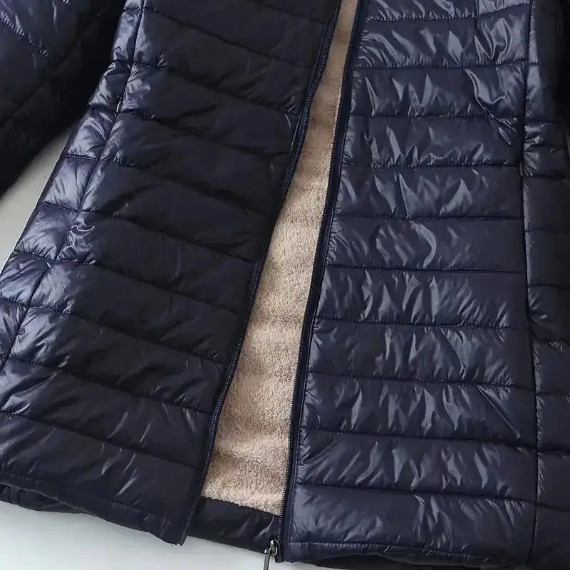 Casaco Impermeável Forrado de Lã com Zíper